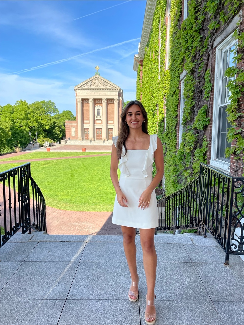 French Connection Cream Ruffle-Trim Mini Dress - Picture 4 of 4